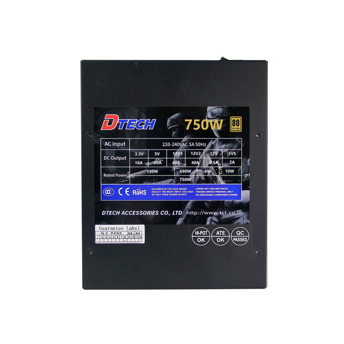 DTECH Power Supply 750W รุ่น PW022A – มาตรฐาน ATX12V2.31, Active PFC